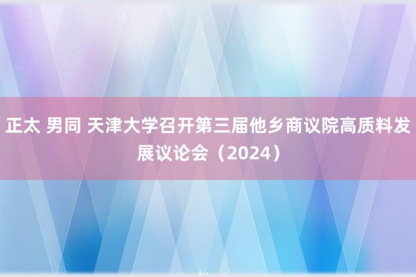 正太 男同 天津大学召开第三届他乡商议院高质料发展议论会（2024）