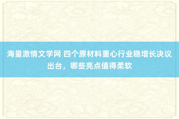 海量激情文学网 四个原材料重心行业稳增长决议出台，哪些亮点值得柔软