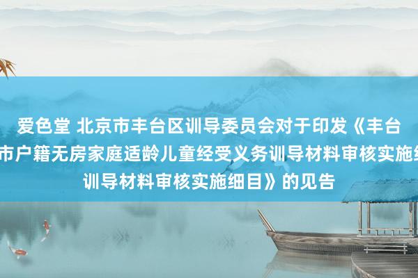 爱色堂 北京市丰台区训导委员会对于印发《丰台区2024年本市户籍无房家庭适龄儿童经受义务训导材料审核实施细目》的见告